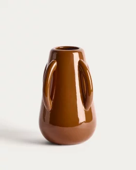 Керамическая ваза Odra коричневого цвета с глянцевой отделкой 15.5X15.5X25.5 CM