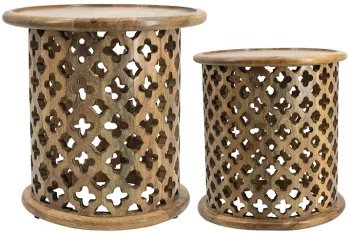 Набор столиков из манго Drum 41X41X41 / 43X43X46 CM