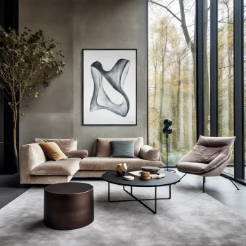 Постер на холсте Streamlined shape in white and grey 75X105 CM