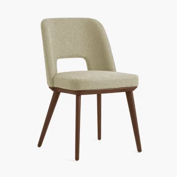 Стул Трентино без подлокотников с вырезом светло-бежевая ткань ясень тон орех 85X58X52 CM