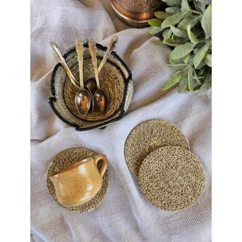 Набор подставок под чашки в коробе Nature + black 12X4 CM