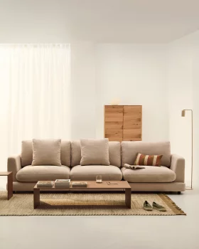 Бежевый четырёхместный диван из шенилла Gala 300X105X87 CM