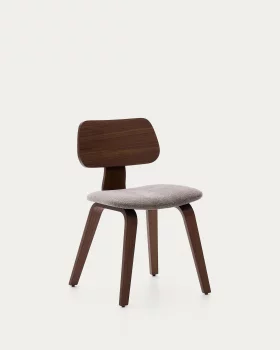 Стул Gena из шпона ореха и бежевой шенилловой ткани 48.5X53.5X78 CM