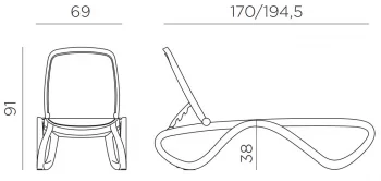 Шезлонг Omega 170-195X69X38-91 CM 