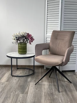 Поворотный стул KINNET MOHAIR-440 / CASTEL-20 шоколадный, ткань / темно-серый каркас 62X63X91 CM