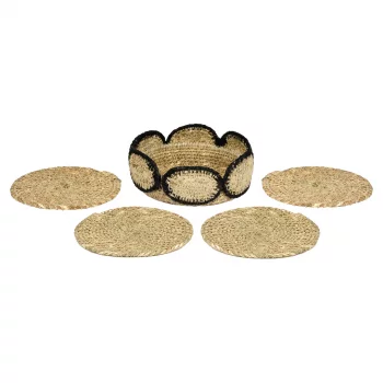Набор подставок под чашки в коробе Nature + black 12X4 CM