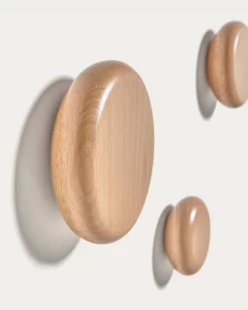 Набор из 3 настенных крючков из массива бука с натуральной отделкой 10X4.5X10 CM