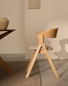 Стул Godia из шпона ясеня с натуральной отделкой и бежевой шенилью 56X55X76 CM