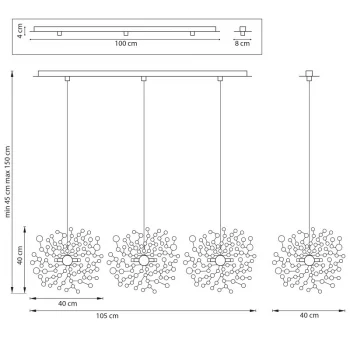 Подвесная люстра Extra 105X40X150 CM