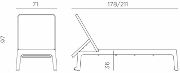 Шезлонг-лежак пластиковый Plano 71X211X36 CM