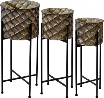 Набор из трёх кашпо на подставках Akan 35X35X80 / 29X29X71 / 24X24X64 CM