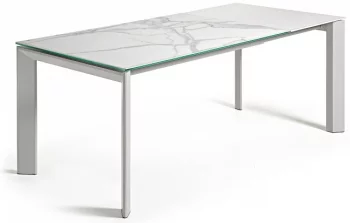 Раздвижной стол Atta 160-220X90X76 белые ножки белая керамическая столешница