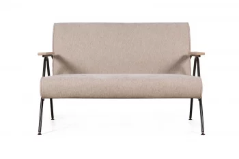 Двухместный диван Andy с деревянными подлокотниками, шенилл Shantal beige 129X84X88 CM