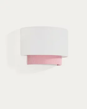 Настенный светильник Bianella из хлопка и розового вельвета Ø 40 CM