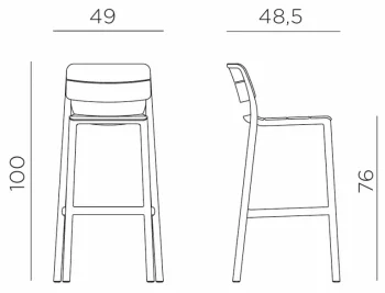 Стул пластиковый барный Cassia Stool 49X49X100 CM
