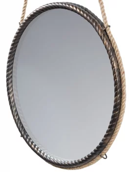 Зеркало на ремне в стальной раме Loft Gold Ø49 CM