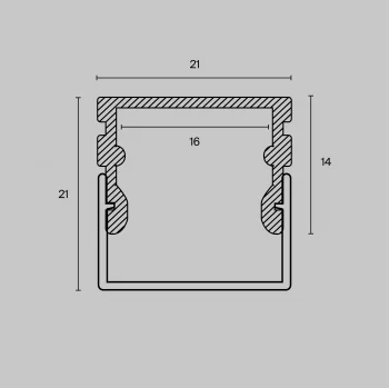 Алюминиевый профиль накладной 21x21