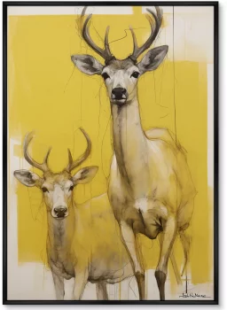 Постер на холсте Deer on yellow 75X105 CM