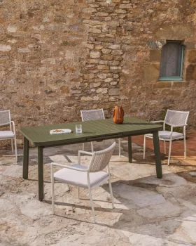 Раздвижной садовый стол Izola из алюминия с зелёной отделкой 220X100X78 CM
