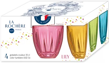 Набор из четырёх разноцветных бокалов Lily 250 ml