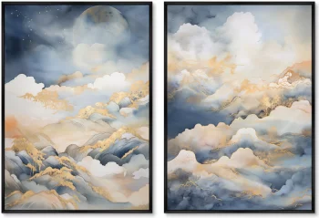 Набор из двух постеров на холсте Clouds over the mountains 75X105 / 75X105 CM