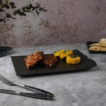 Блюдо прямоугольное 30*21 см h2,5 см с бортом Side Up1 Black Raw Wood P.L. Proff Cuisine [3]