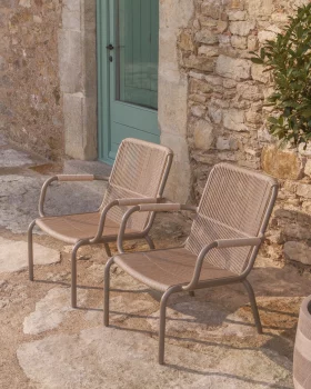 Штабелируемое кресло Salis из алюминия и бежевого синтетического шнура 58X62.5X82 CM