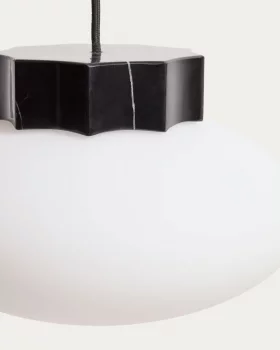 Потолочный светильник Idela из дымчатого стекла и черного мрамора 26 CM