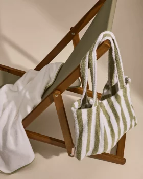 Хлопковая сумка Nuni в зеленую и белую полоску 40X5X30 CM