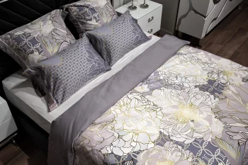 Пододеяльник сатин принт «Пионы» серый 210X230 CM