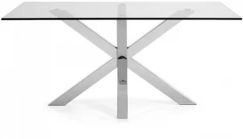 Стол Arya 200X100X77 CM глянцевые стальные ножки стеклянная столешница