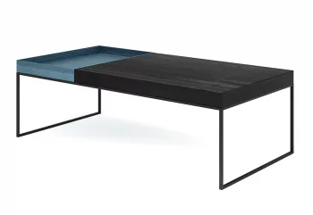 Журнальный стол Кейс черный со съемной синей столешницей 110X40X55 CM