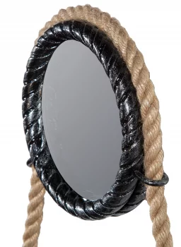 Зеркало на ремне в стальной раме Loft Silver Ø49 CM