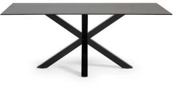 Стол Arya 200X100X77 CM чёрные ножки серая керамическая столешница