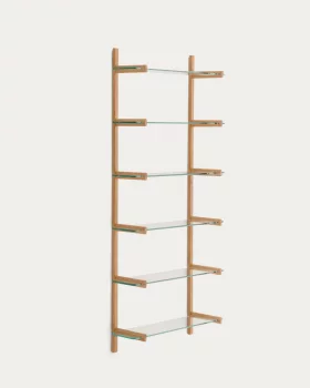 Модульный стеллаж Sitra из закалённого стекла и массива дуба, 6 полок 90X30.5X202 CM