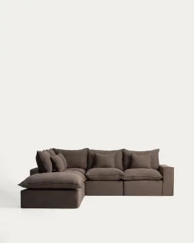 Модульный угловой диван на 4 места из льна с чехлом на молнии Anarela 287X307 CM