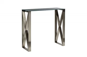 Консоль из серого стекла и металла под матовую латунь 30X80X78 CM