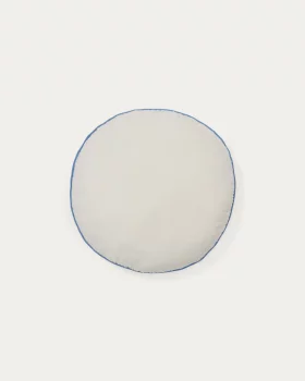 Круглая хлопковая подушка Saya бело-синяя 45X45X10 CM