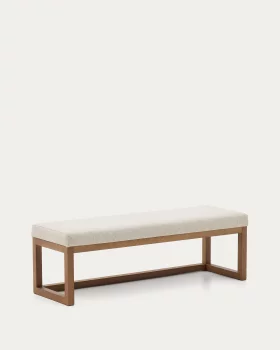 Банкетка Loya из бежевой шенилловой ткани и бука с отделкой под орех 128X42X41 CM