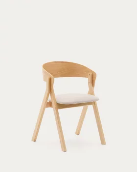 Стул Godia из шпона ясеня с натуральной отделкой и бежевой шенилью 56X55X76 CM