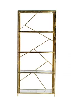 Стеллаж из прозрачного стекла и золота 35X80X180 CM