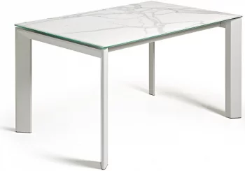Раздвижной стол Atta 160-220X90X76 белые ножки белая керамическая столешница