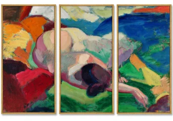 Репродукция картиныиз 3-х частей Naked woman posing sensually 52X105 / 52X105 / 52X105 CM