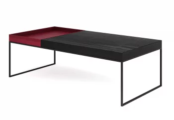 Журнальный стол Кейс черный со съемной красной столешницей 110X40X55 CM