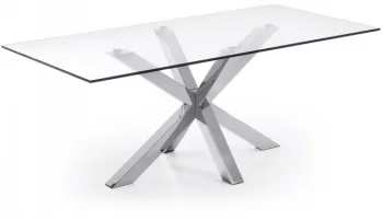 Стол Arya 200X100X77 CM глянцевые стальные ножки стеклянная столешница