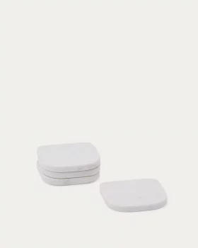 Набор из 4 белых мраморных подставок Zera 10X10X1.5 CM