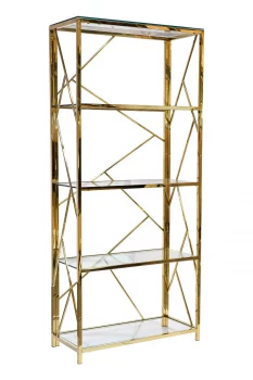 Стеллаж из прозрачного стекла и золота 35X80X180 CM