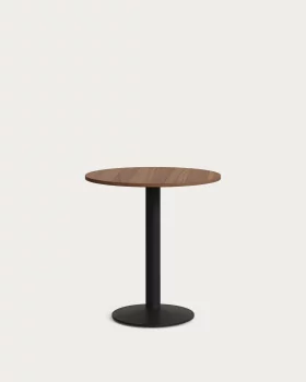 Круглый стол Esilda с отделкой под орех и черной металлической ножкой 70X70 CM