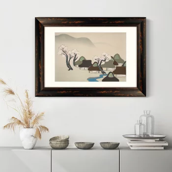 Village with cherry blossoms 71X51 CM
