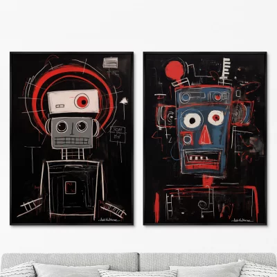Набор из двух постеров на холсте Robots the joy of being 75X105 / 75X105 CM 8